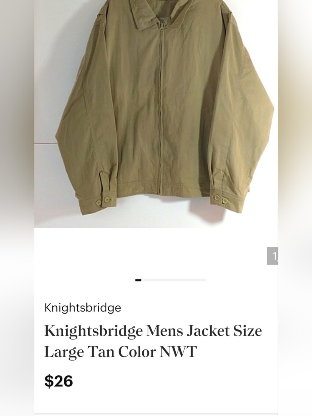 NWT Knightsbridge Men's Classic Zip Up Jacket Sz L - Picture 7 of 7
